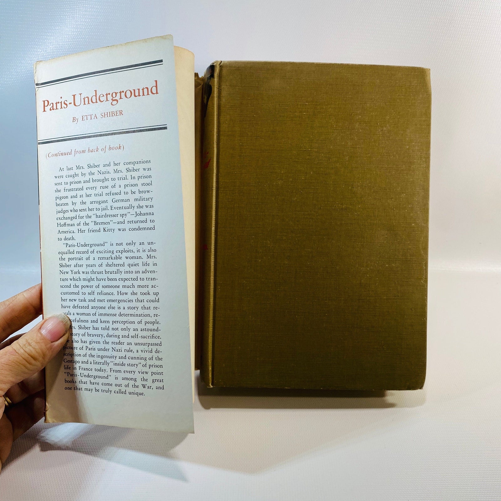 Paris Underground by Etta Shiber 1943 Vintage Book