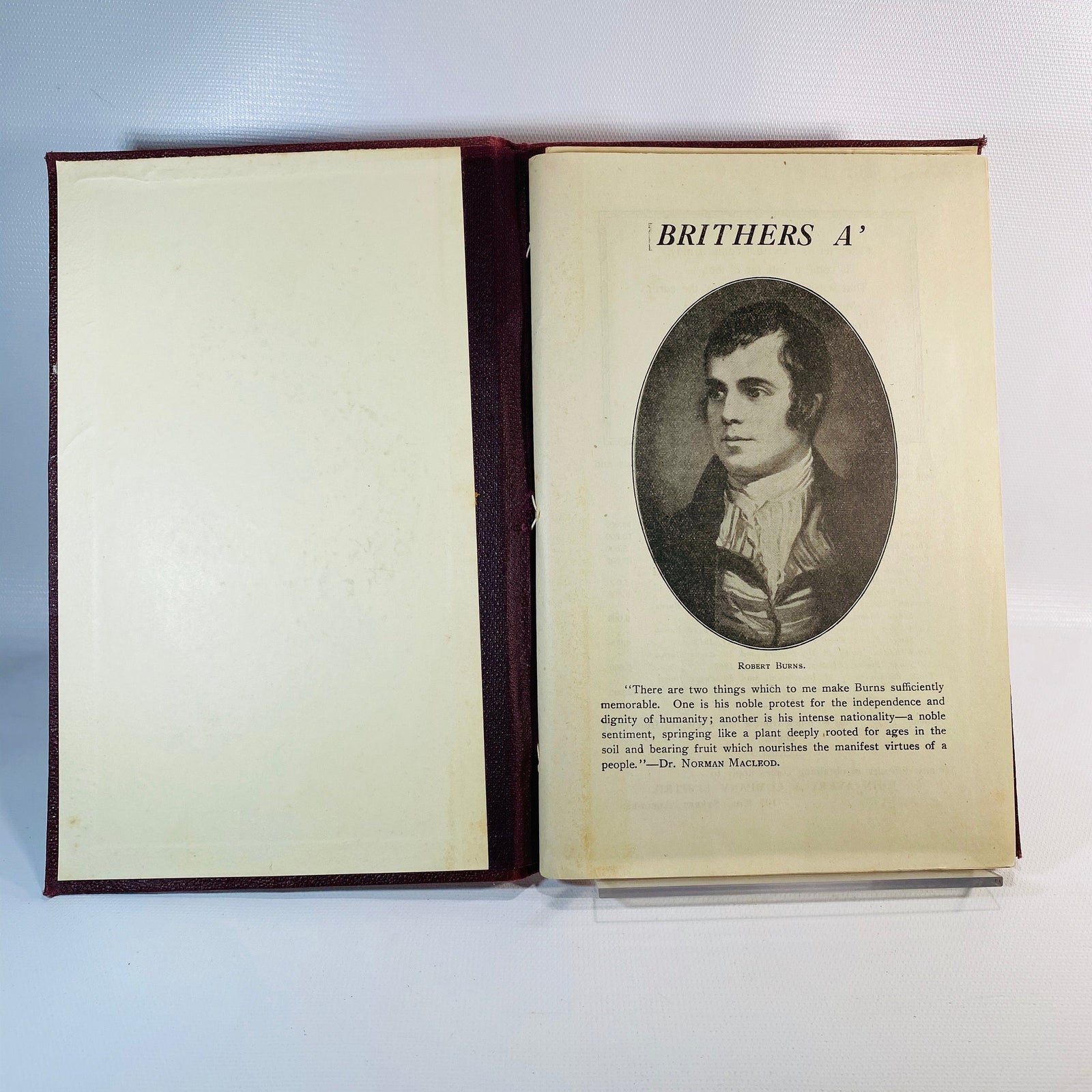 A Minute in the Day with Burns Poet Lover & Prophet of Brotherhood by Peter Esslemont 1945 Vintage Book
