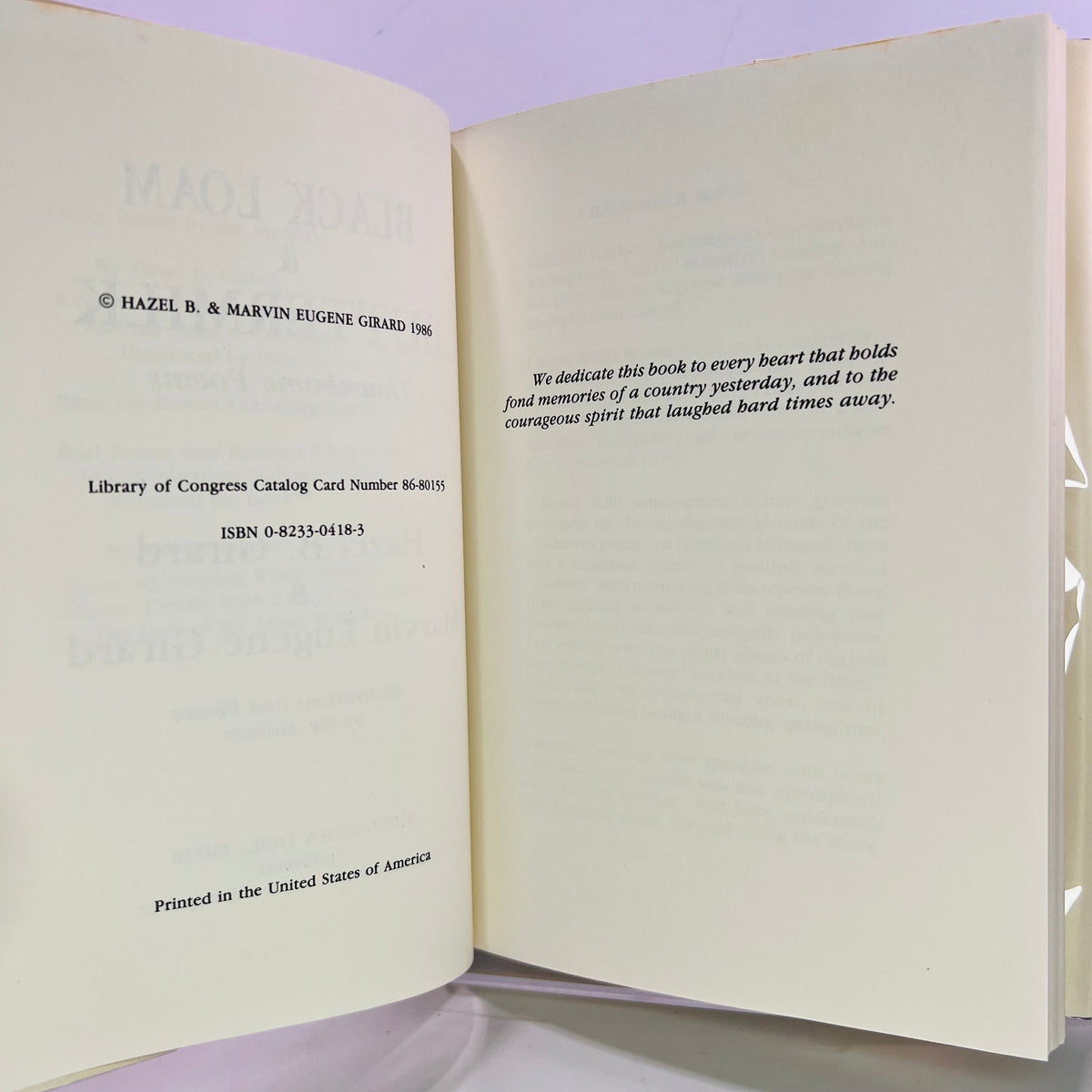 Black Loam & Buttermilk Downhome Poems by Hazel and Marvin Girard 1986 The Golden Quill Vintage Book
