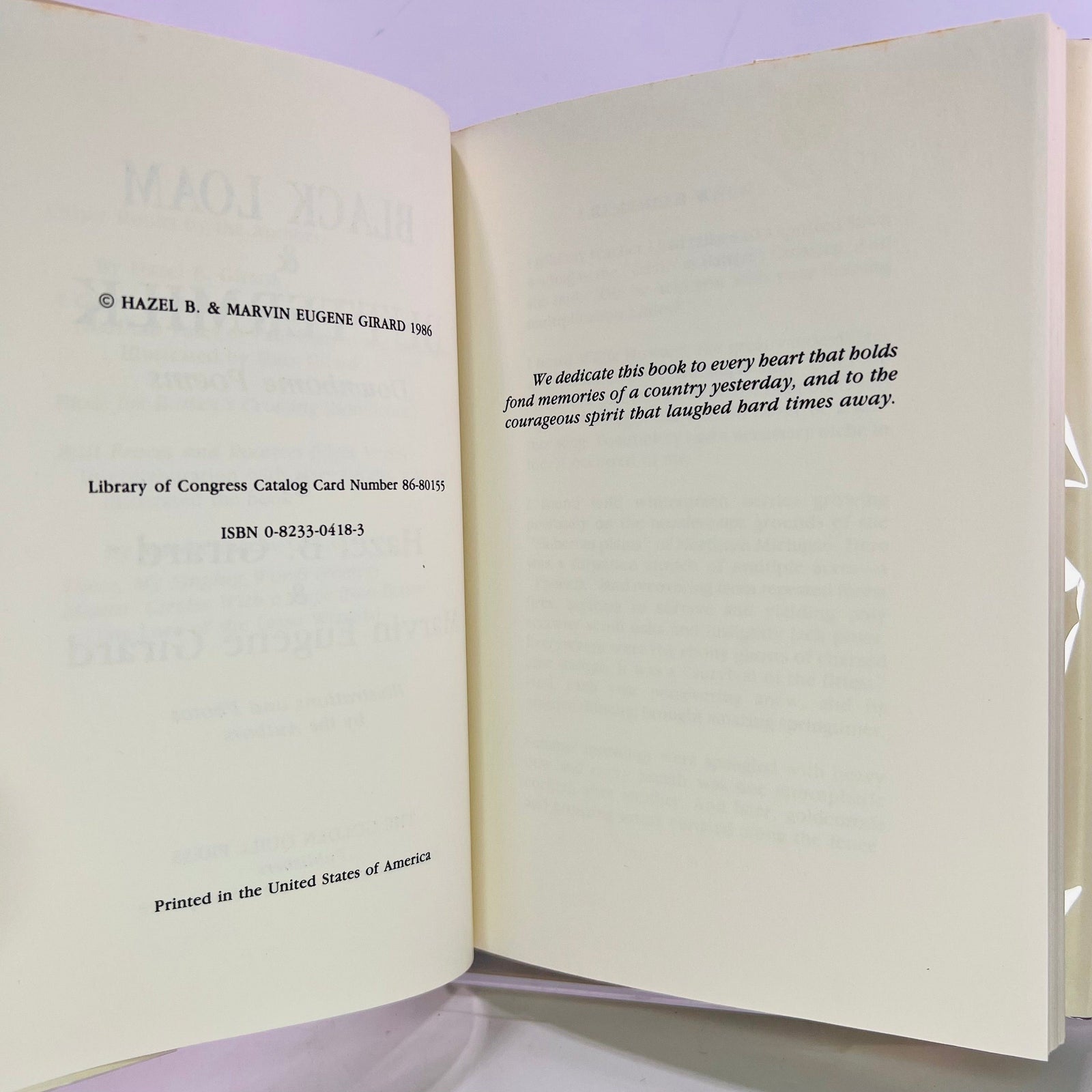 Black Loam & Buttermilk Downhome Poems by Hazel and Marvin Girard 1986 The Golden Quill Vintage Book