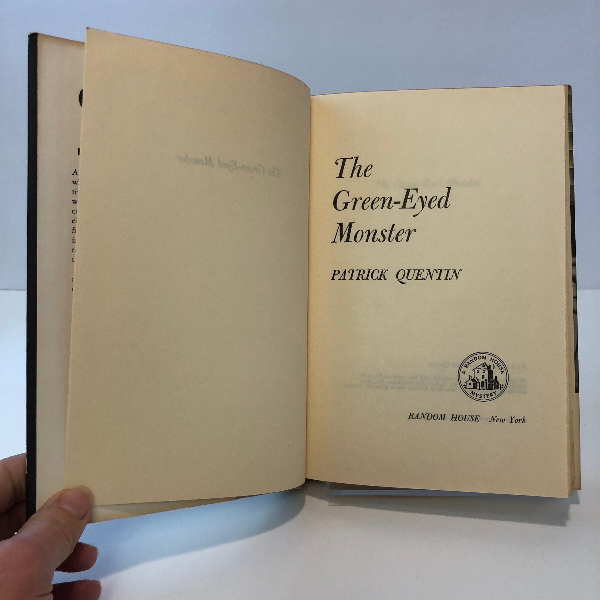 The Green-Eyed Monster by Partrick Quentin 1960 with Original Dust Jacket A Vintage Mystrey Book