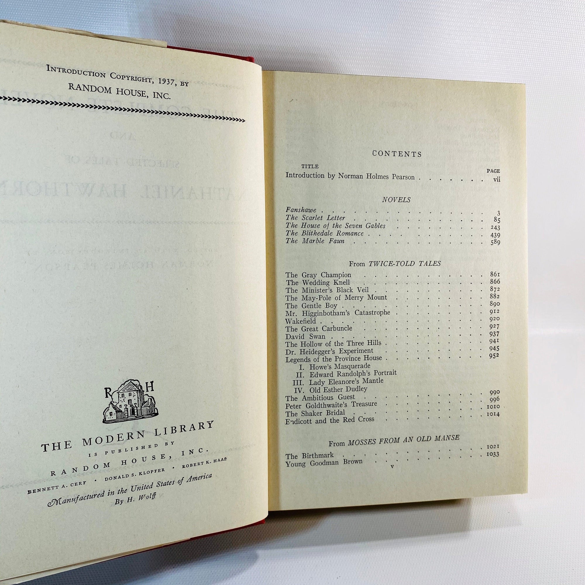 The Complete Novels of Nathaniel Hawthorne A Modern Library Giant 1937 Vintage Book