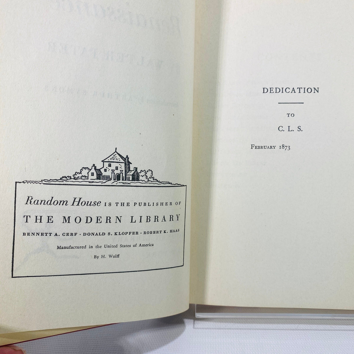 The Renaissance by Walter Pater The Modern Library No.86 Vintage Book