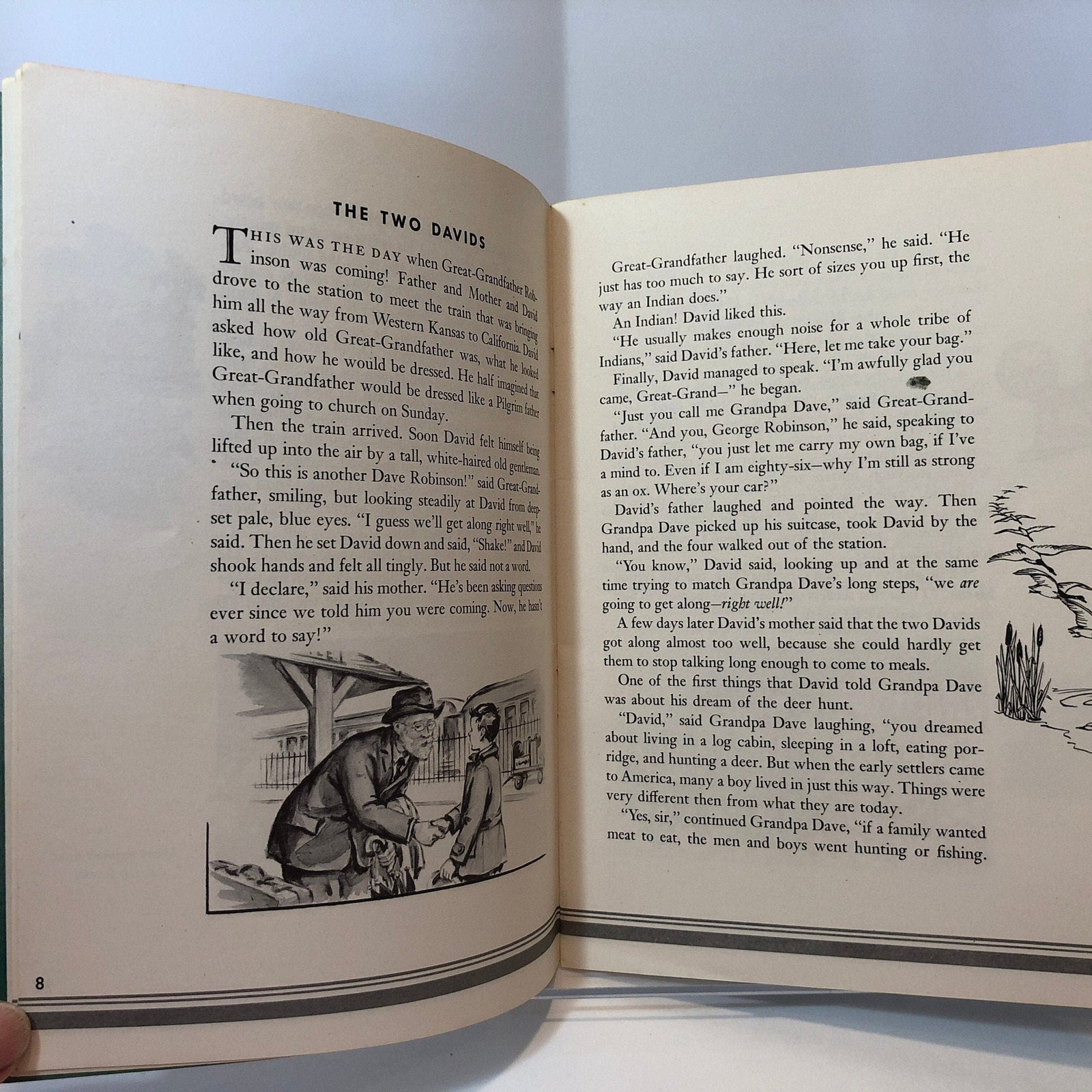 The Two Davids story pages with a black and white drawing, National Wildlife 1953
