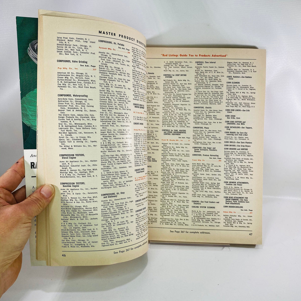 Master Product Directory listing pages, Implement & Tractor Product File 1964