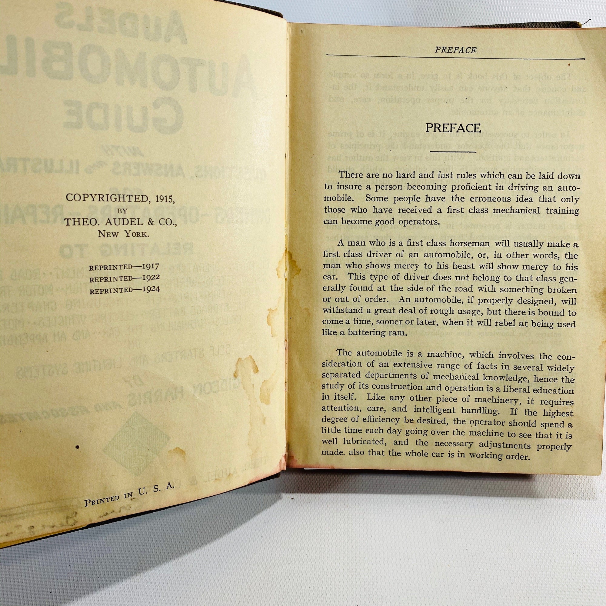 Audels Automotive Guide with Questions Answers & Illustrations by Gideon Harris 1924