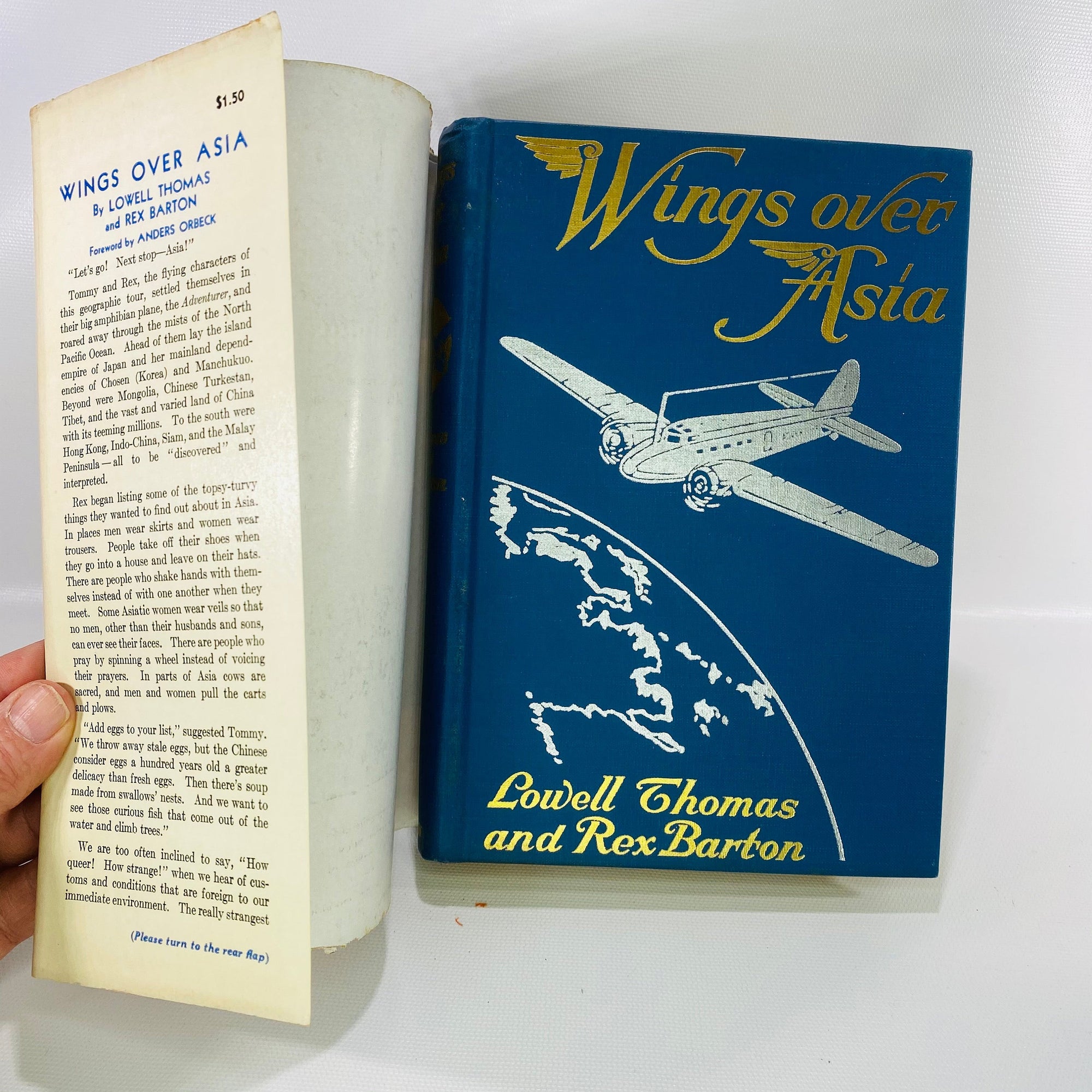 Wings Over Asia A Geographic Journey by Airplane by Lowell Thomas 1937 First Edition John C. Winston Company Vintage Book