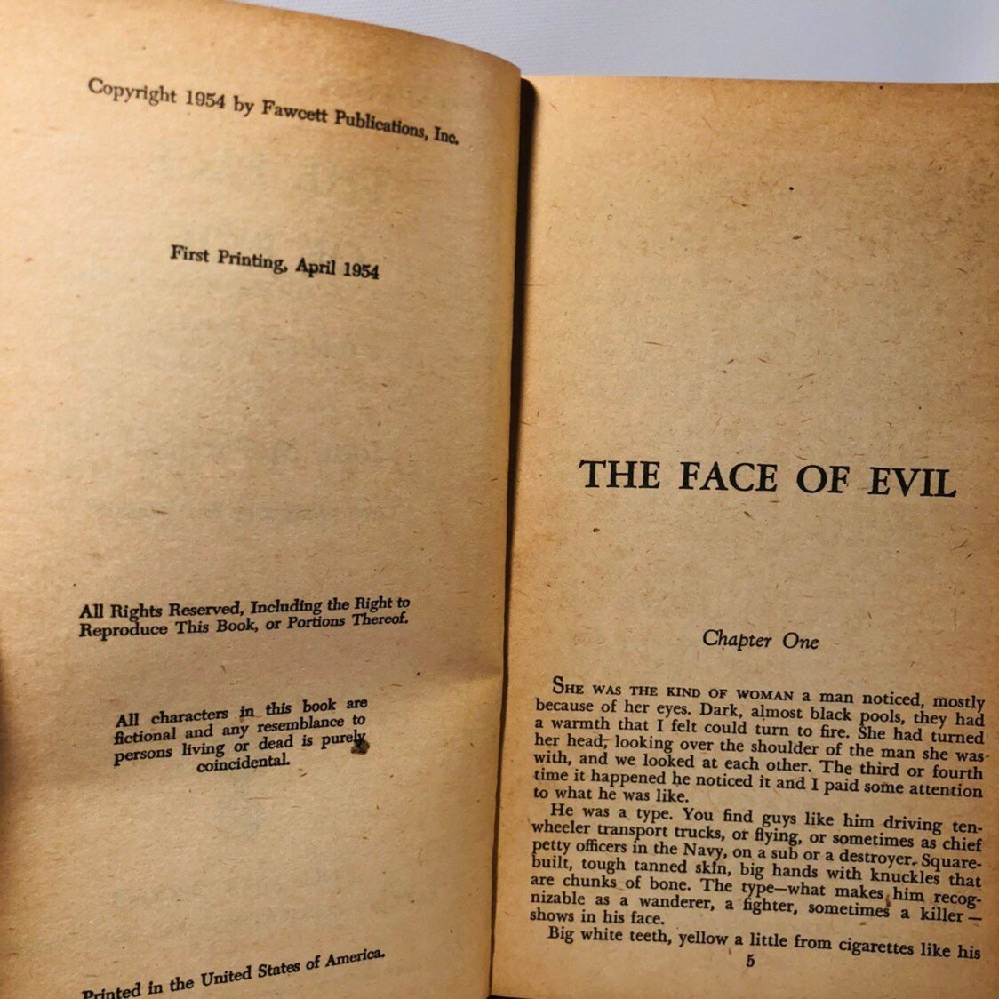 Vintage Paperback The Face of Evil by John McPartland Gold Medal Book Number 393 First Edition 1953 Cover Painting Ray Johnson