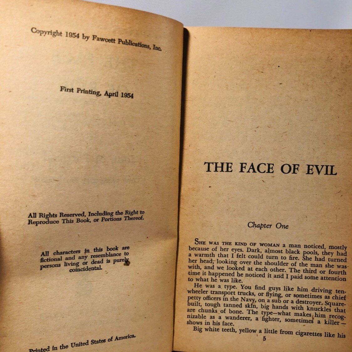 Vintage Paperback The Face of Evil by John McPartland Gold Medal Book Number 393 First Edition 1953 Cover Painting Ray Johnson
