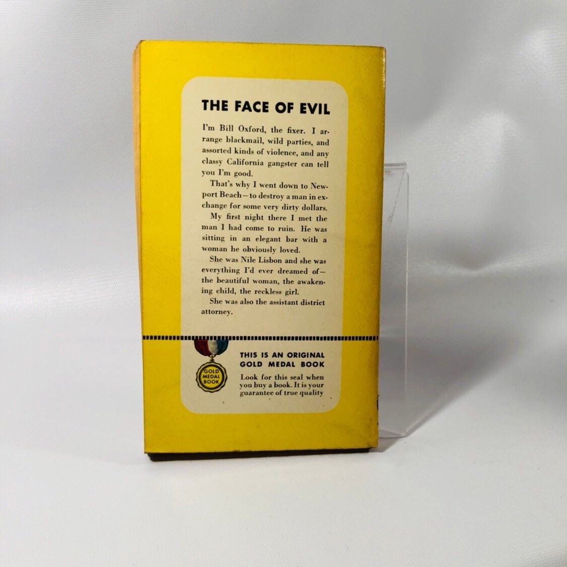 Vintage Paperback The Face of Evil by John McPartland Gold Medal Book Number 393 First Edition 1953 Cover Painting Ray Johnson