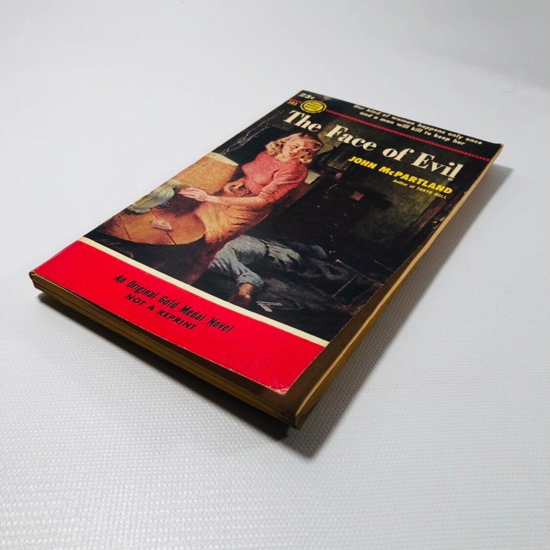 Vintage Paperback The Face of Evil by John McPartland Gold Medal Book Number 393 First Edition 1953 Cover Painting Ray Johnson