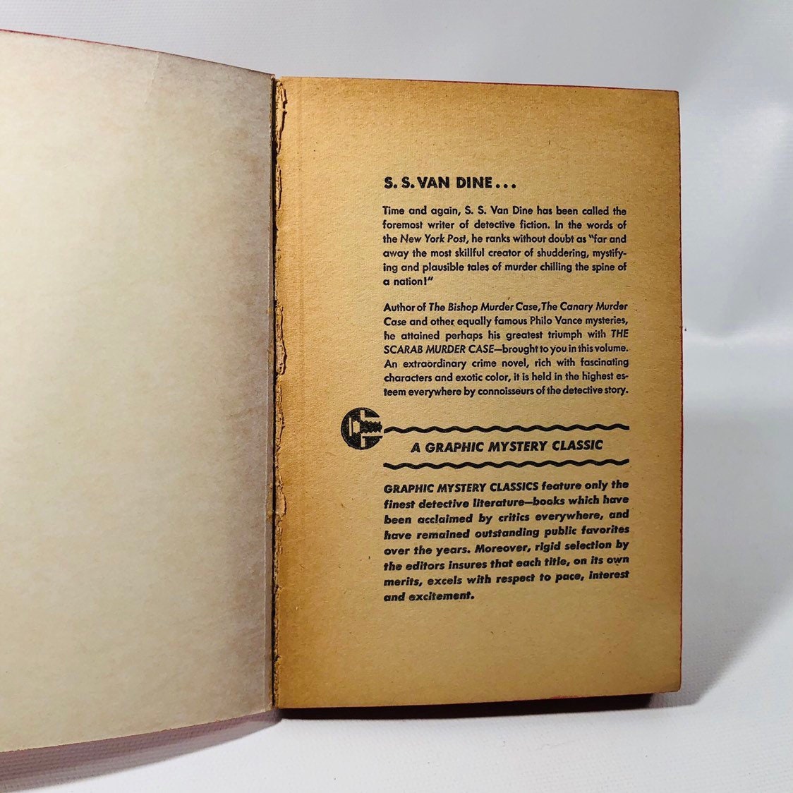 Vintage Paperback Graphic Mystery Classic The Scarab Murder Case by S.S. Van Dine 1954