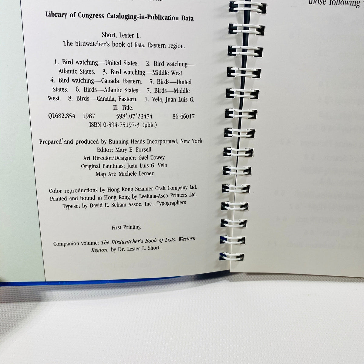 The Birdwatcher's Book of Lists by Dr. Lester Short 1987 First Printing