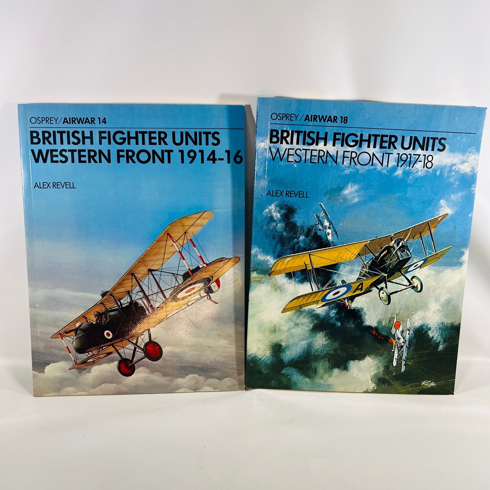 British Fighter Units Western Front 1914-16 & 1917-18 Two Softcover Books by Alex Revell 1978 Osprey Publishing Vintage Book