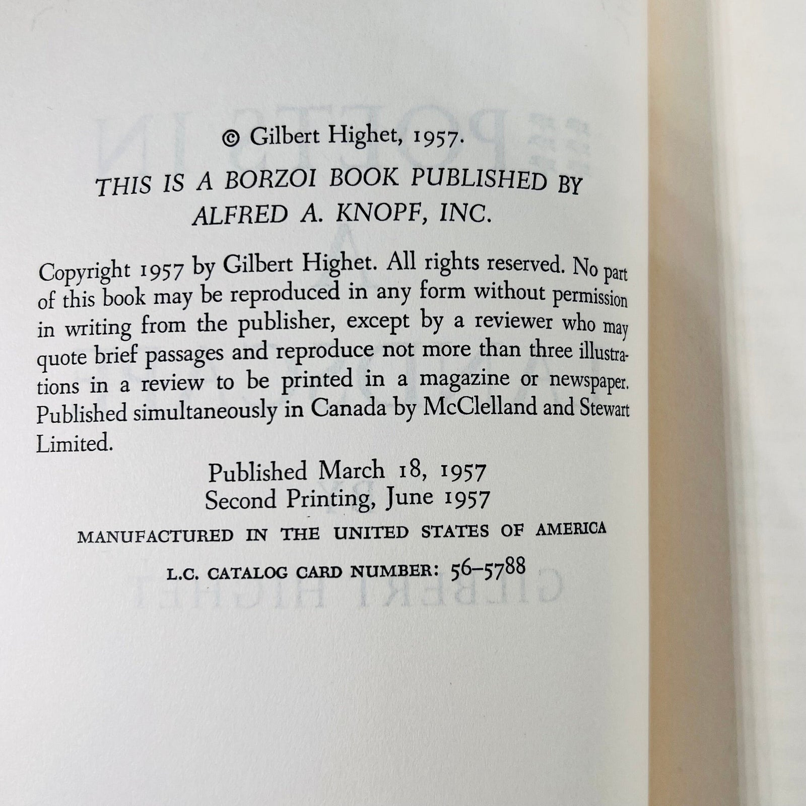 Poets in a Landscape by Gilbert Highet 1957 Alfred A. Knopf
