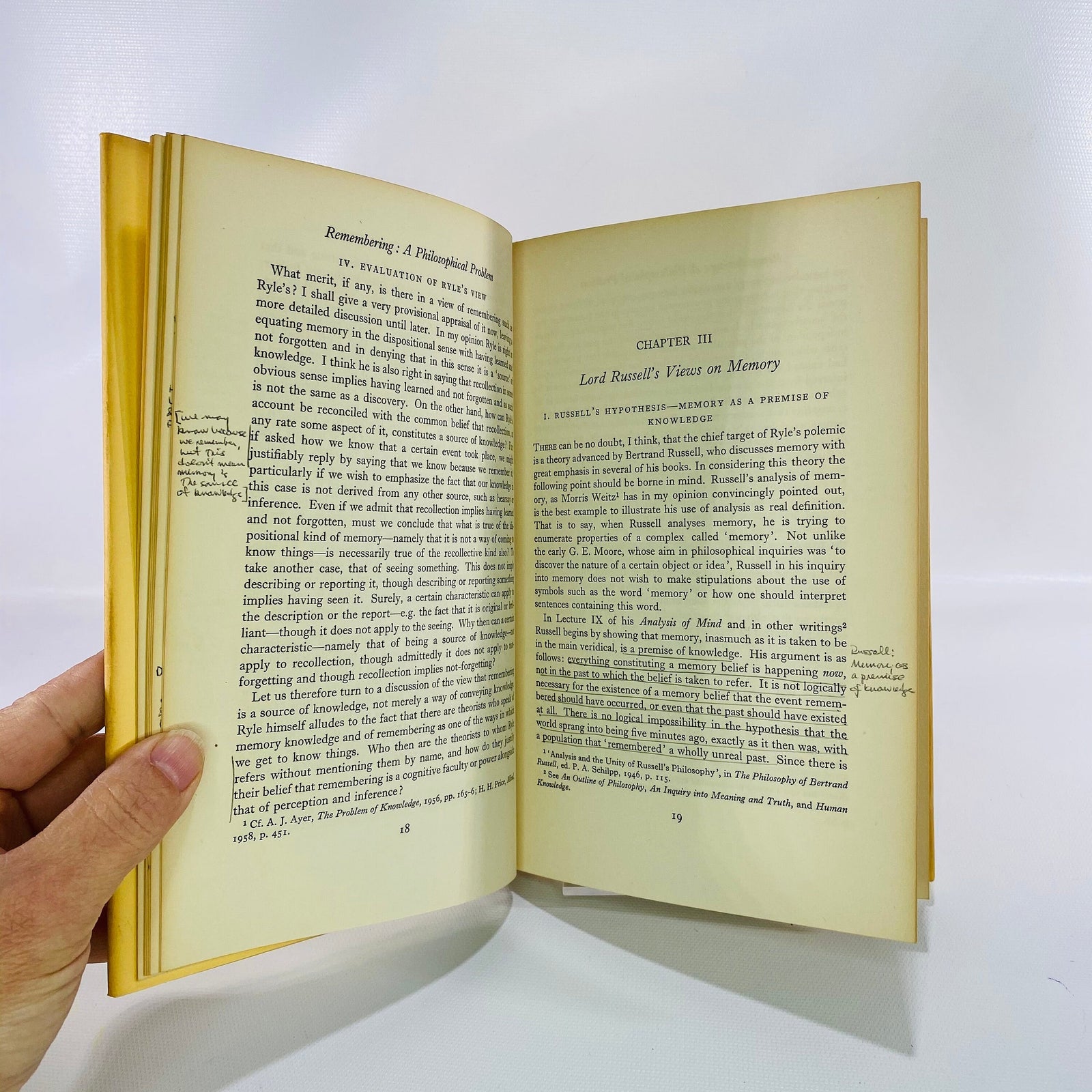 Remembering A Philosophical Problem by W. Von Leyden 1961 Vintage Book