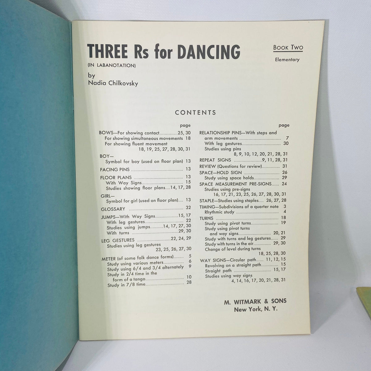 The Three R's for Dancing (in labanotation) Book One & Two by Nadia Chilkovsky 1953 Vintage Book