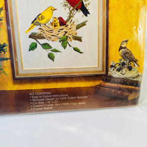 Avon Creative Needlecraft Crewel Embroidery Scarlet Tanagers Picture  Kit 1974
