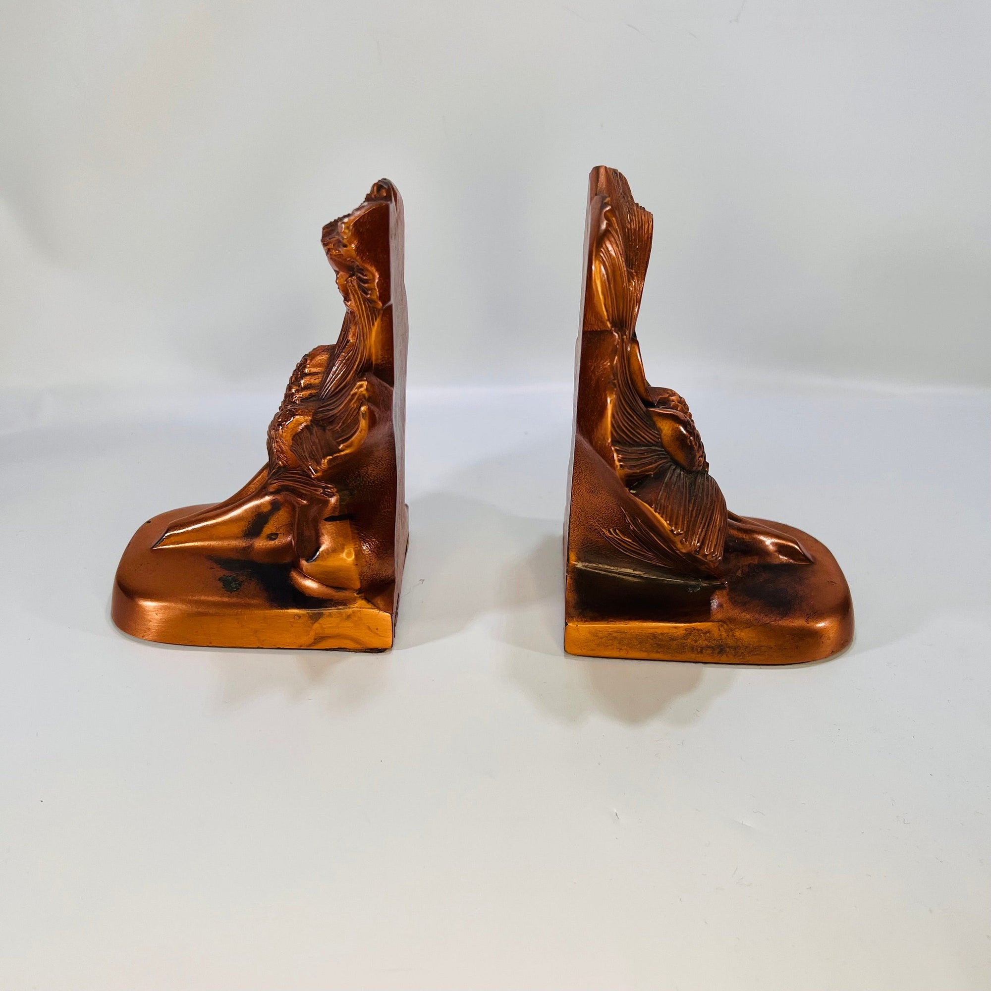Pair of Pine Cone on Tree Branch Bookends Vintage Stamped PMC 86