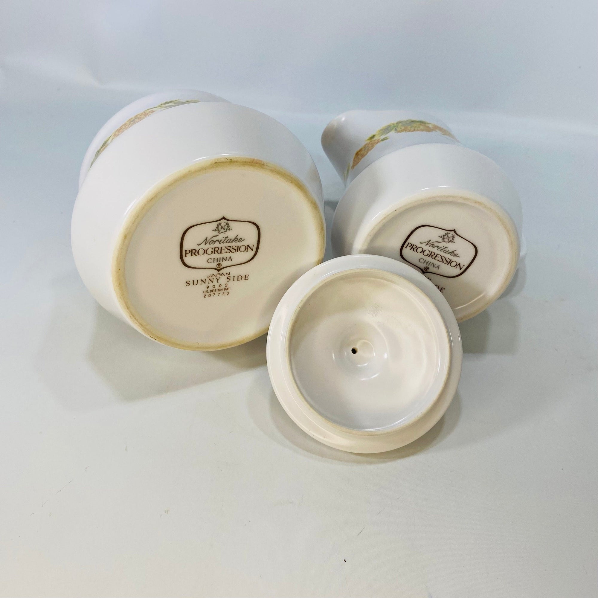 Vintage Noritake Progression Stoneware China Creamer and Sugar Bowl 9003 Design Pat 207730