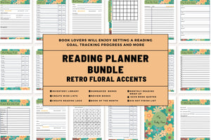 Reading Planner Cute Floral Printable Journal Templates Easy to Track Daily Organize Library Book Club Wish List Reviews Monthly Goals Pdf