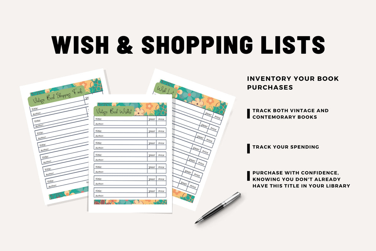 Reading Planner Cute Floral Printable Journal Templates Easy to Track Daily Organize Library Book Club Wish List Reviews Monthly Goals Pdf