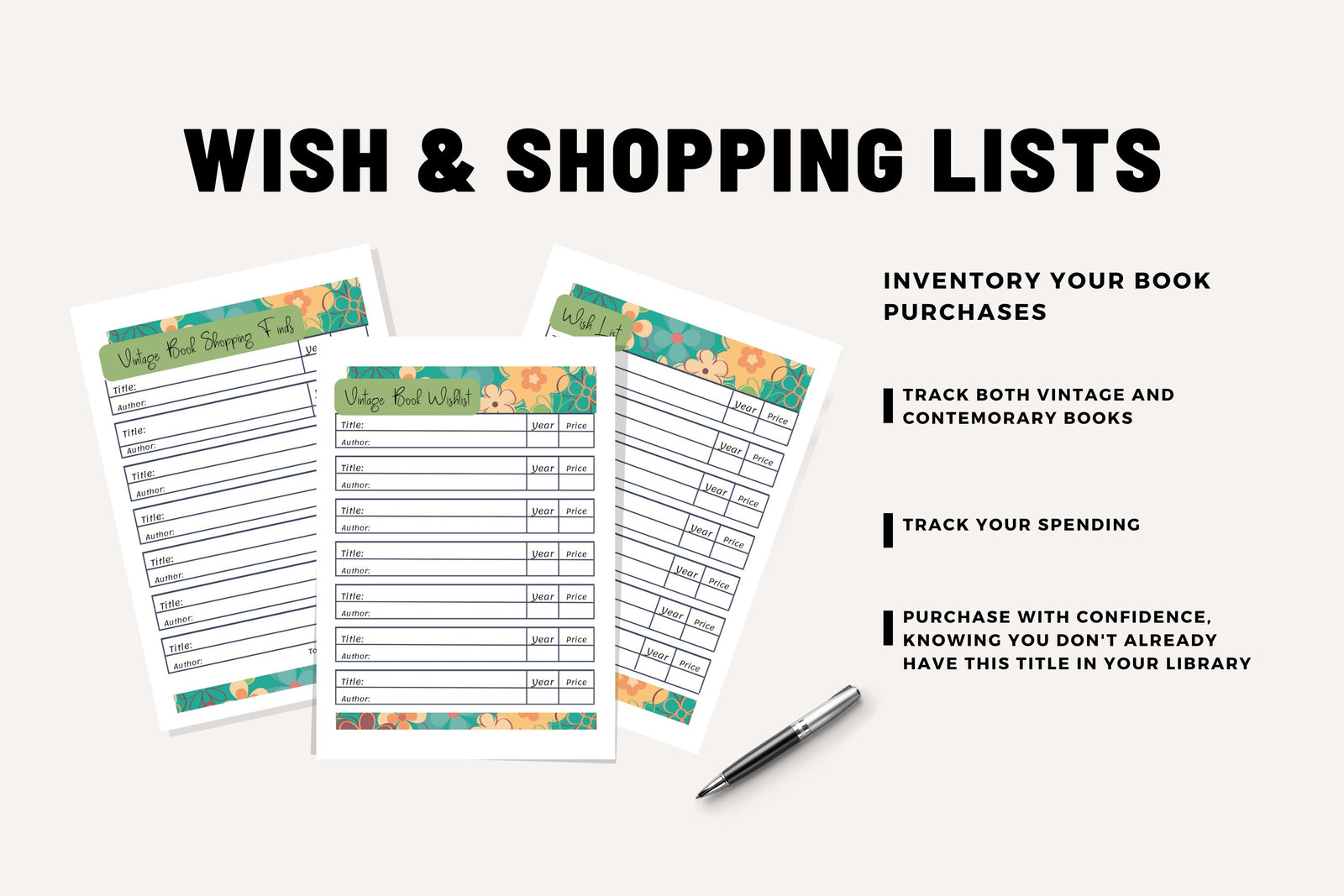 Reading Planner Cute Floral Printable Journal Templates Easy to Track Daily Organize Library Book Club Wish List Reviews Monthly Goals Pdf