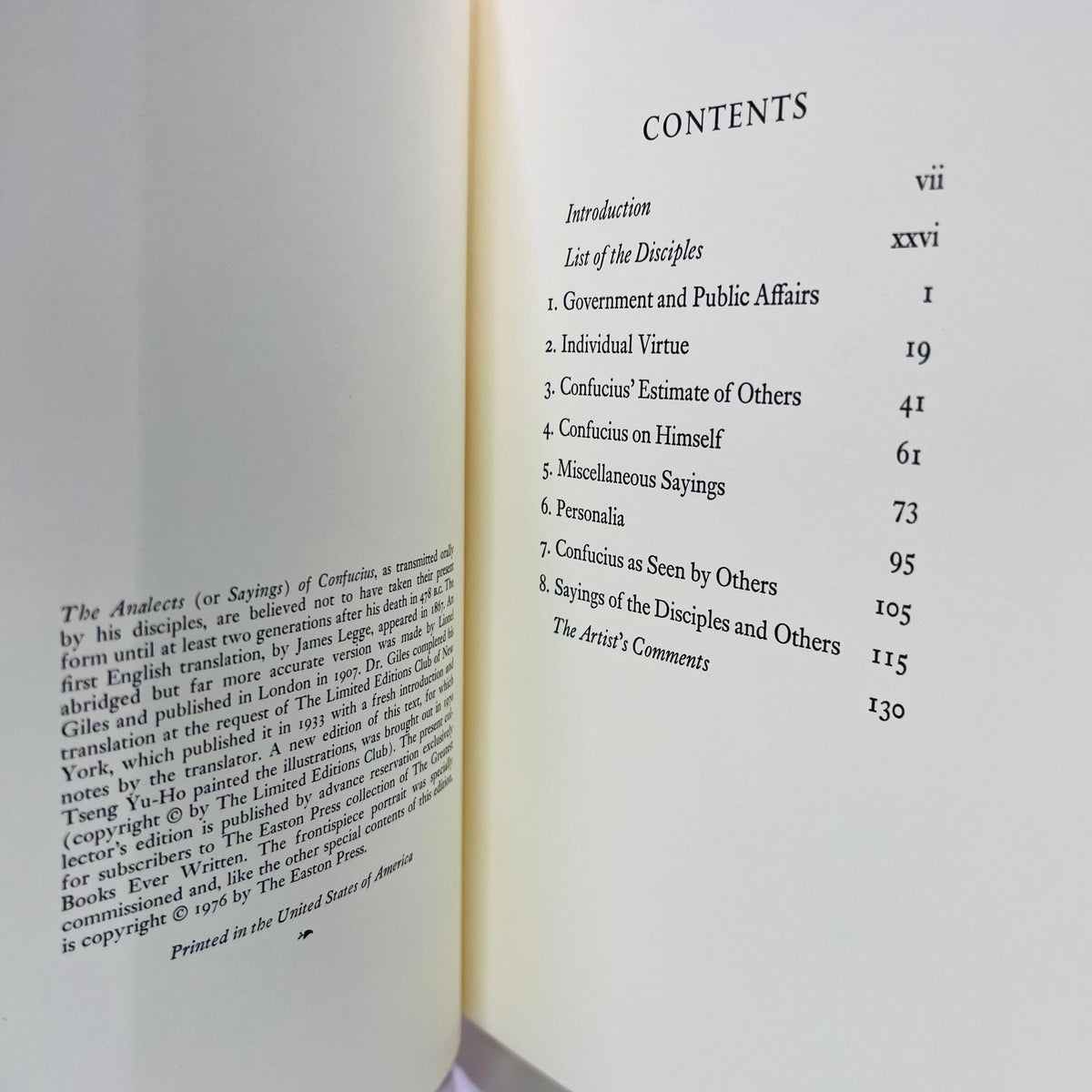 Analects of Confucius translated from the Chinese Illustrated Paintings by Tseng Yu-Ho 1976 Easton Press Leather Bound Book Gold Gilt Pages