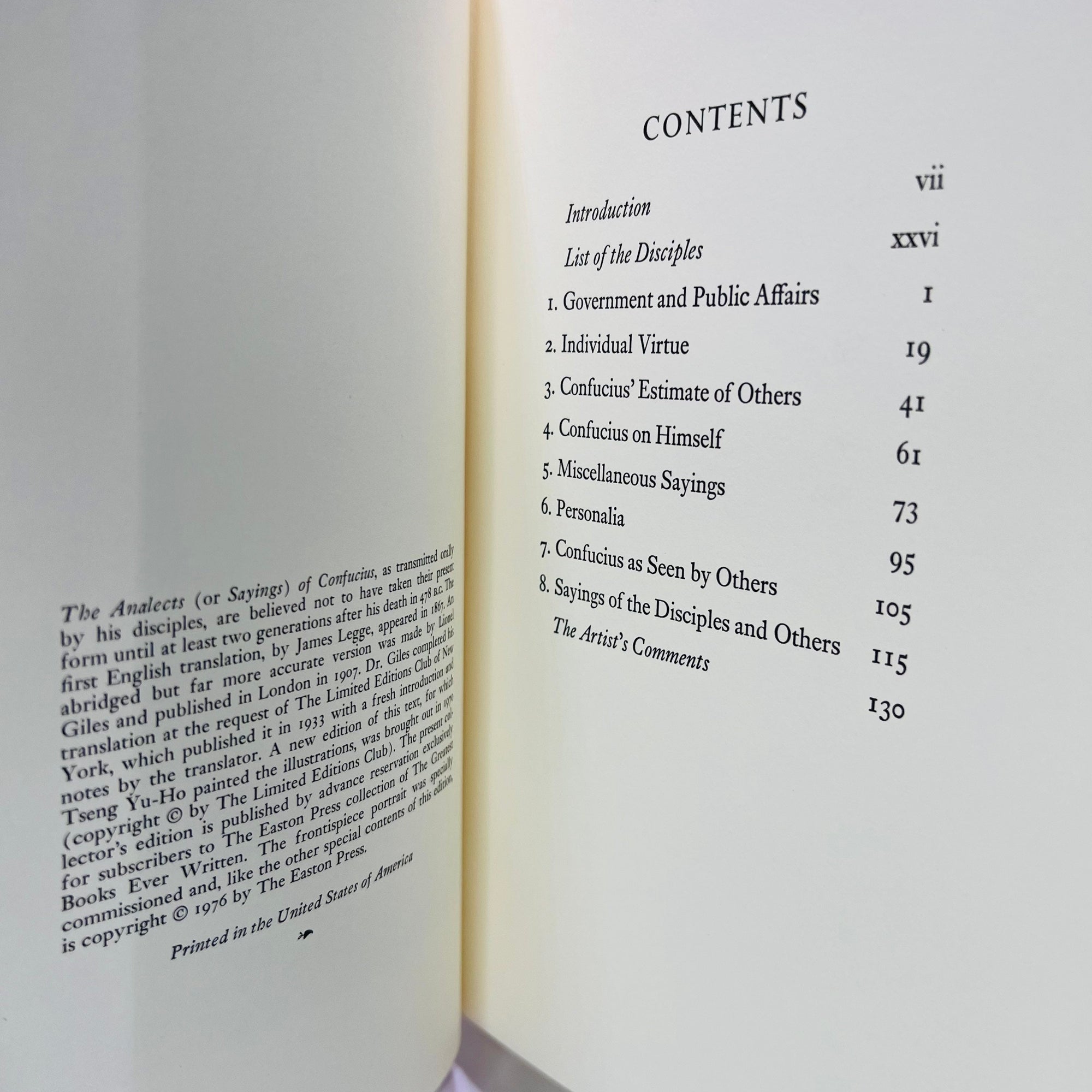 Analects of Confucius translated from the Chinese Illustrated Paintings by Tseng Yu-Ho 1976 Easton Press Leather Bound Book Gold Gilt Pages