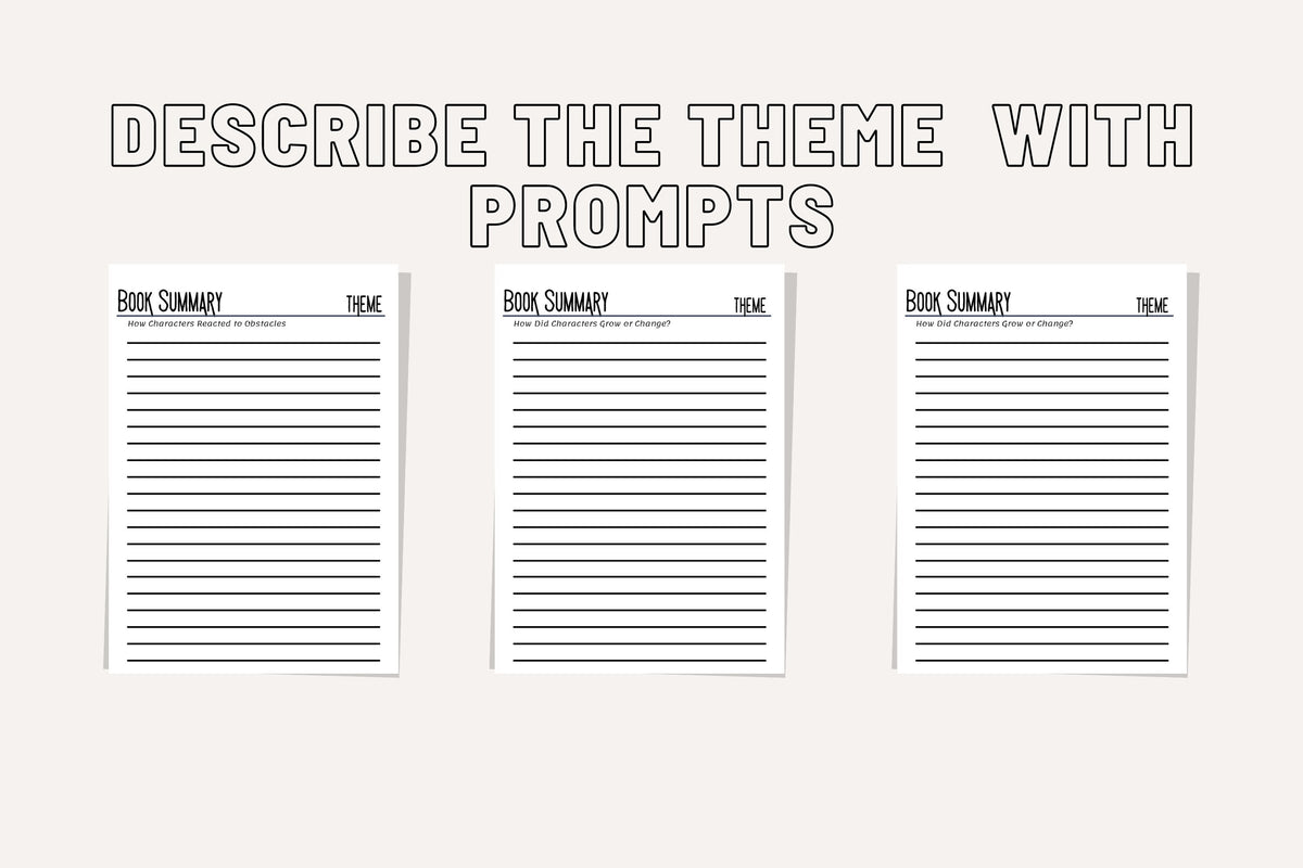 Book Review & Summary Template System Basic Writing Prompts for Book Club Quality Reviews Character Plot Event Quotes Printable Pages PDF A5
