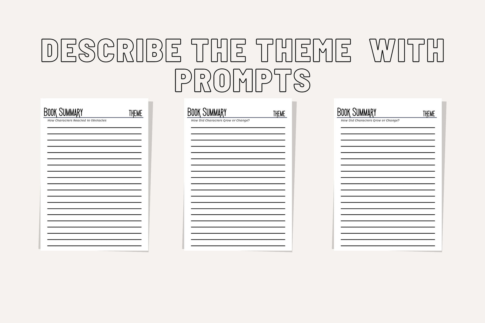Book Review & Summary Template System Basic Writing Prompts for Book Club Quality Reviews Character Plot Event Quotes Printable Pages PDF A5