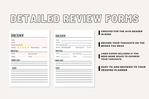 Book Review & Summary Template System Basic Writing Prompts for Book Club Quality Reviews Character Plot Event Quotes Printable Pages PDF A5