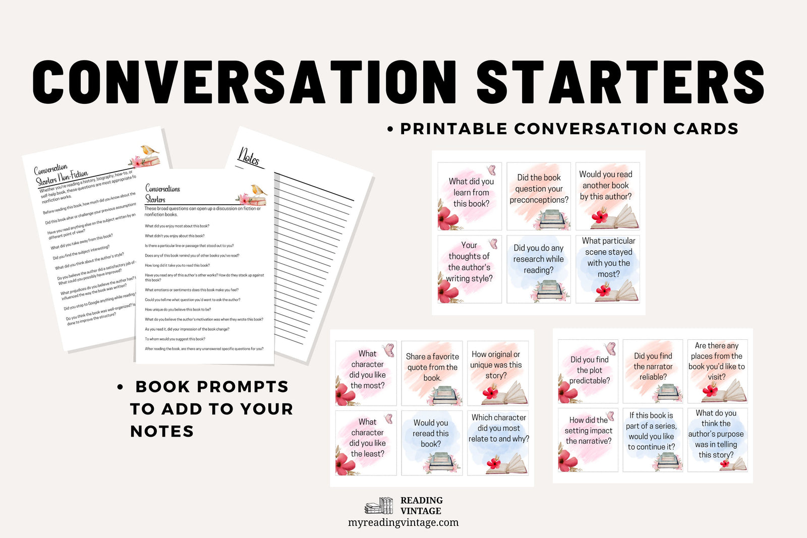 Book Club Printable Planner System (A5 PDF Download) | Vintage-Inspired Reading Organizer