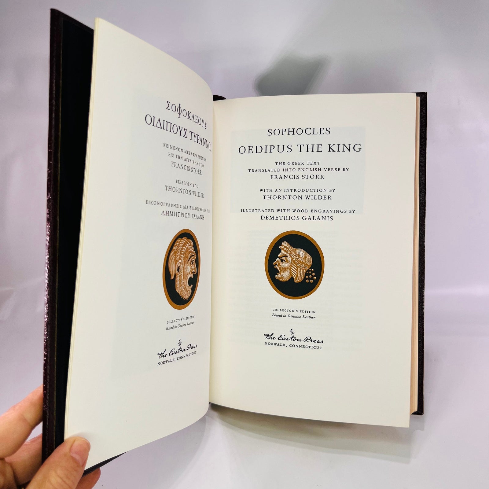 Oedipus the King by Sophocles translated by Francis Storr 1980 Vintage Classic Easton Press Collectable Leather Bound Book Gold Gilt Pages