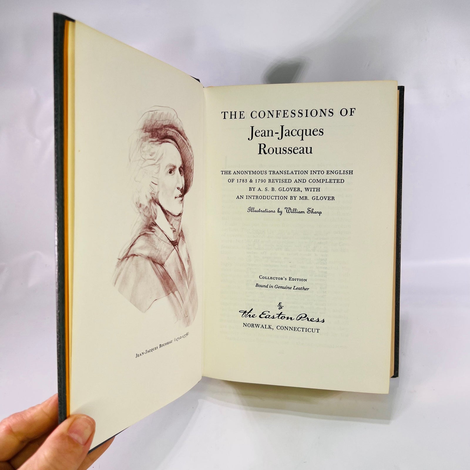 The Confessions of Jean-Jacques Rousseau intro by A. Glover 1980 Vintage Classic Easton Press Collectable Leather Bound Book Gold Gilt Pages