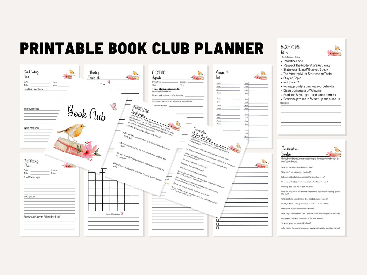 Book Club Printable Planner System (A5 PDF Download) | Vintage-Inspired Reading Organizer