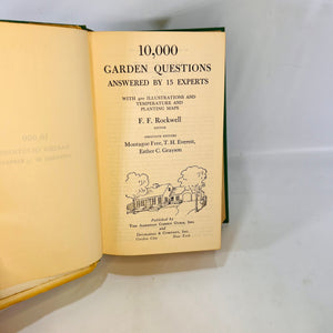10,000 Garden Questions answered by the Experts  edited by FF Rockwell 1944  American Garden Guild Ilustrations Temperature & Planting Maps