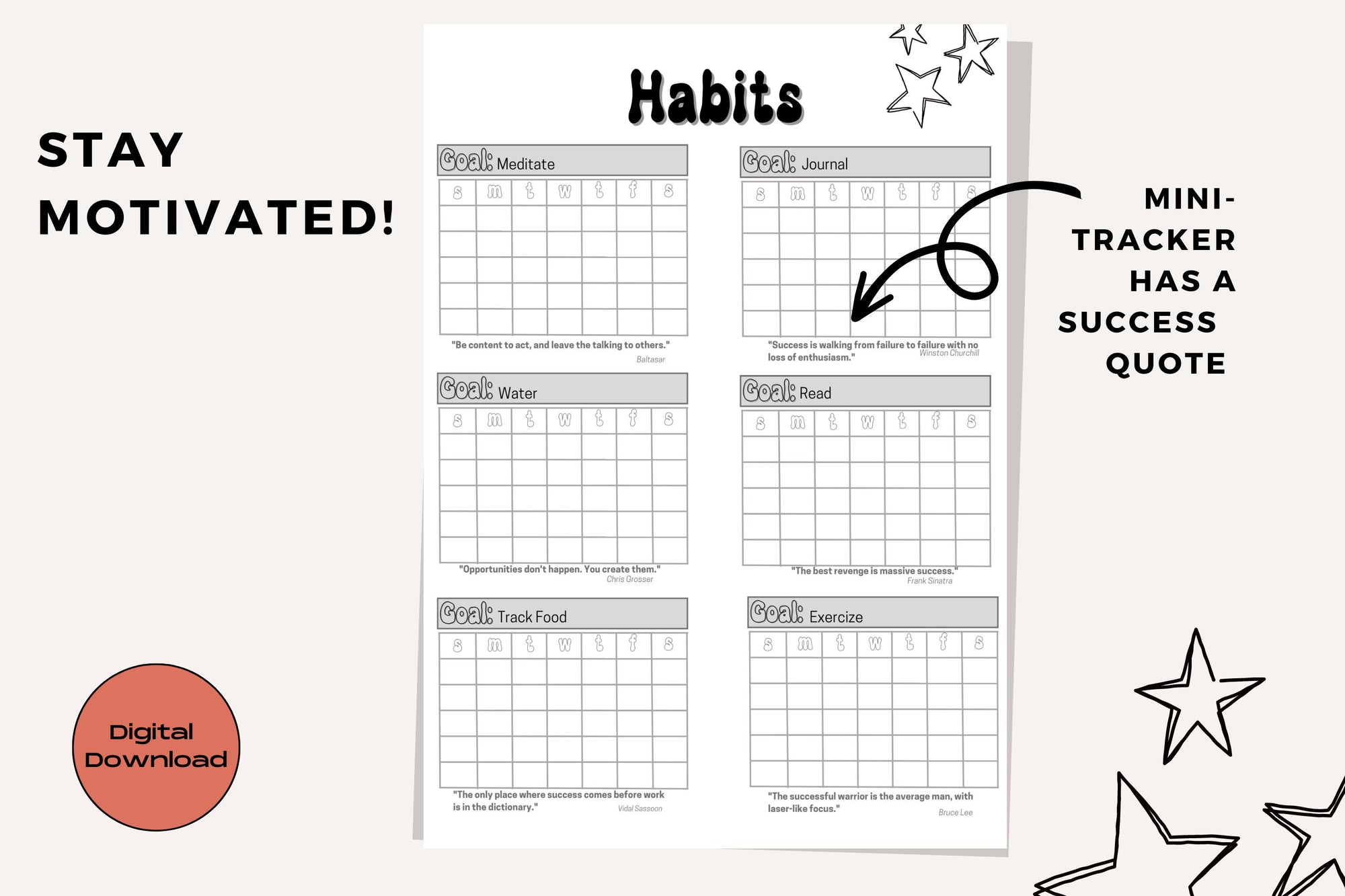 30 Day Habit Trackers 12 Mini Monthly Minimalist Trackers Easy to Personalize Stay Organized Be Successful Printable PDF A5 Instant Download