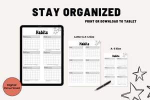 30 Day Habit Trackers 12 Mini Monthly Minimalist Trackers Easy to Personalize Stay Organized Be Successful Printable PDF A5 Instant Download