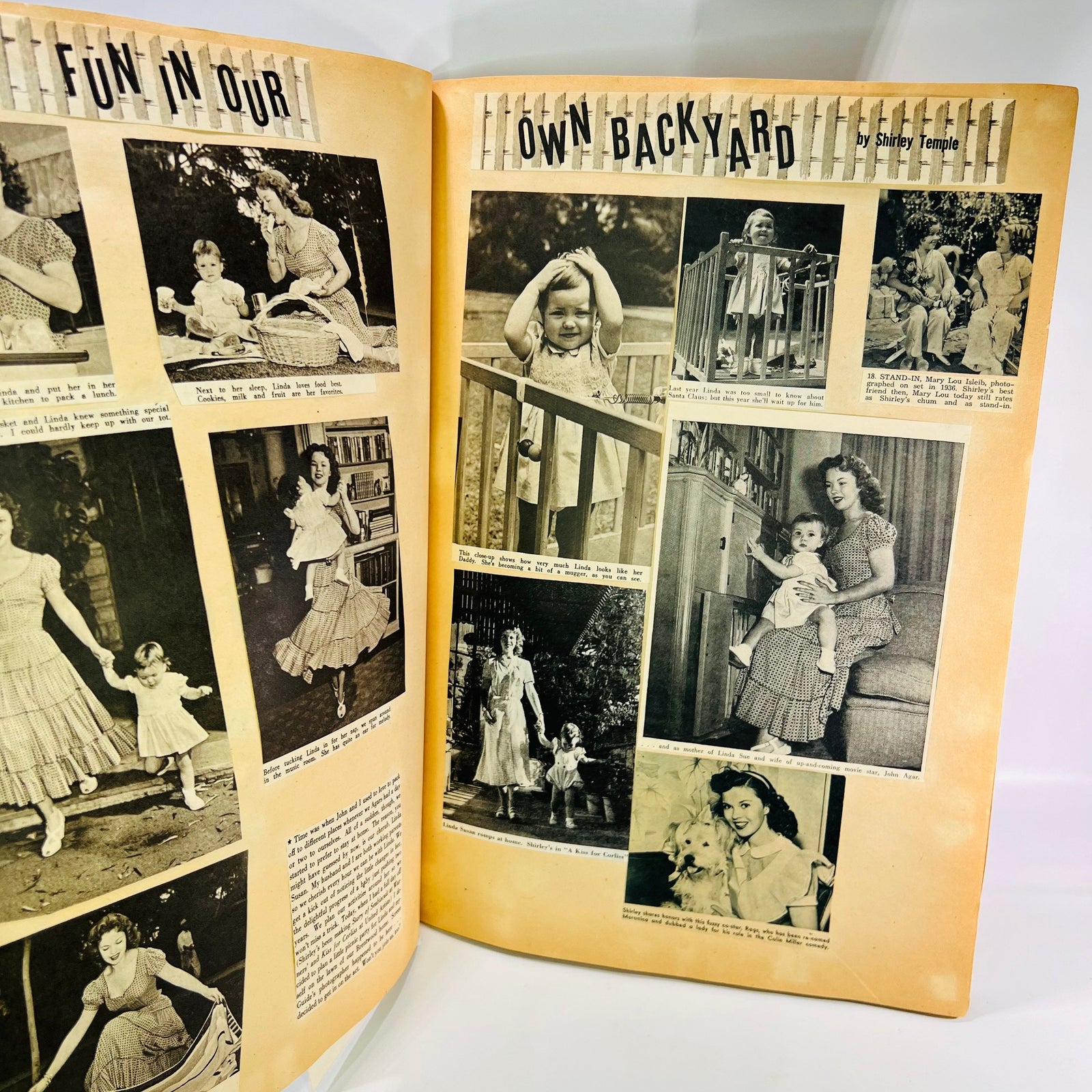 Fun in Our Own Backyard photo pages, handmade Shirley Temple scrapbook