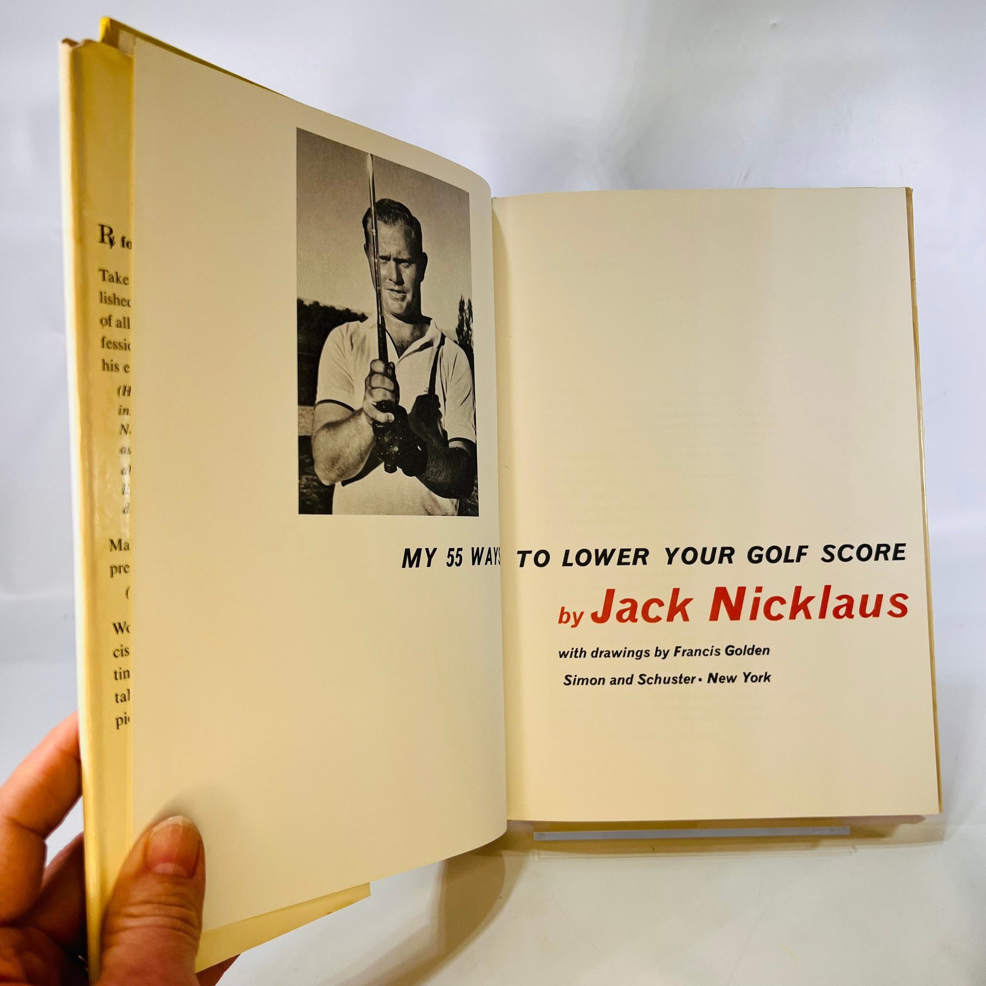 Jack Nicklaus My 55 Ways to Lower Your Golf Score 1964 drawing by Francis Golden Simon & Schuster Vintage Golfing Book