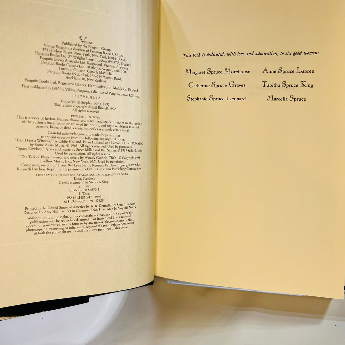 Stephen King Gerald's Game 1992 Viking Vintage Horror Book