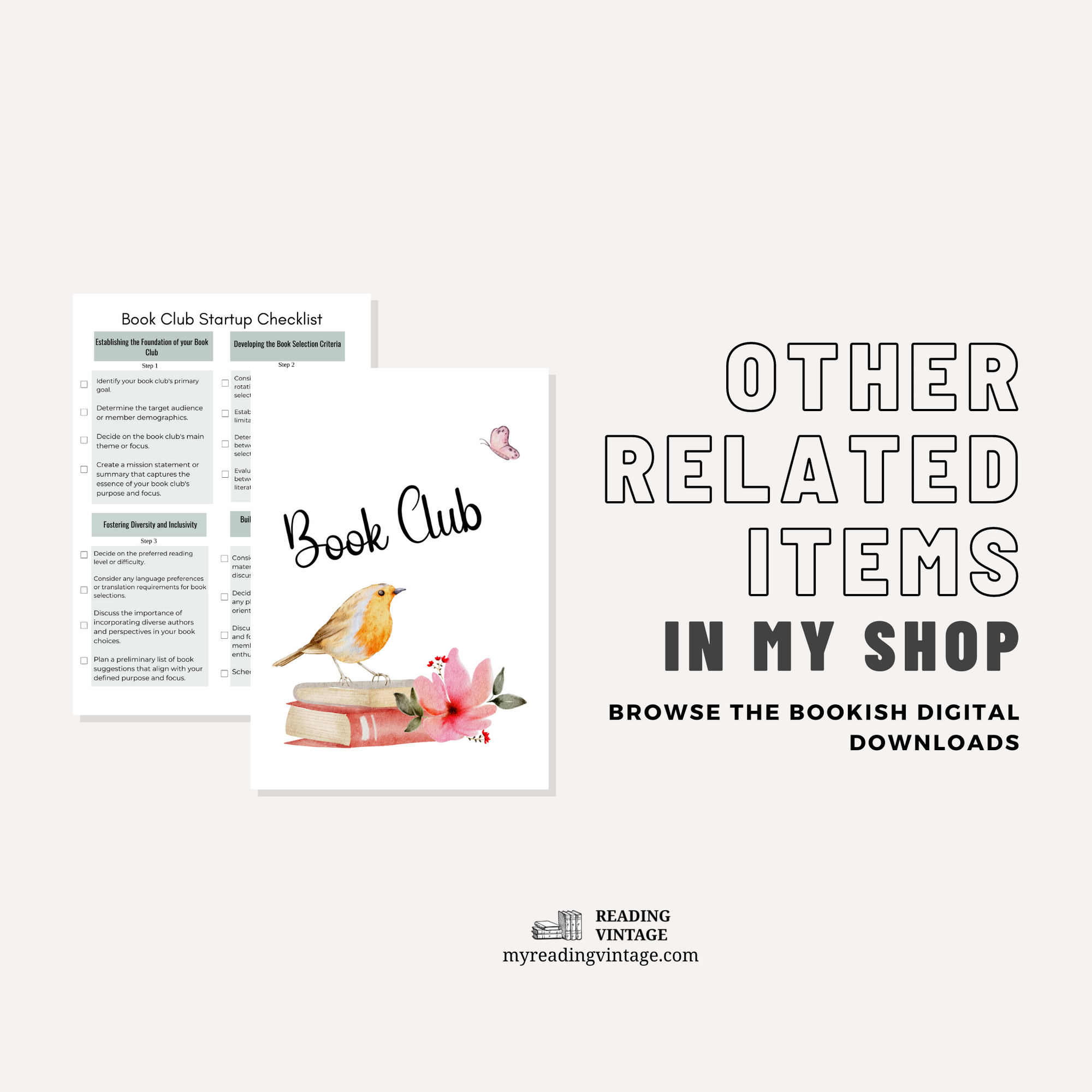 Book Club Startup Checklist – Letter Size PDF | Instant Digital Download | Free Shipping